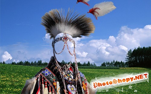  Шаблон для фото - В одежде индейского вождя 