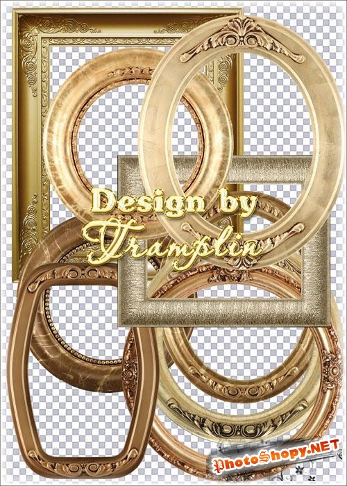 Классические золотые рамки вырезы с орнаментами – Прозрачный фон