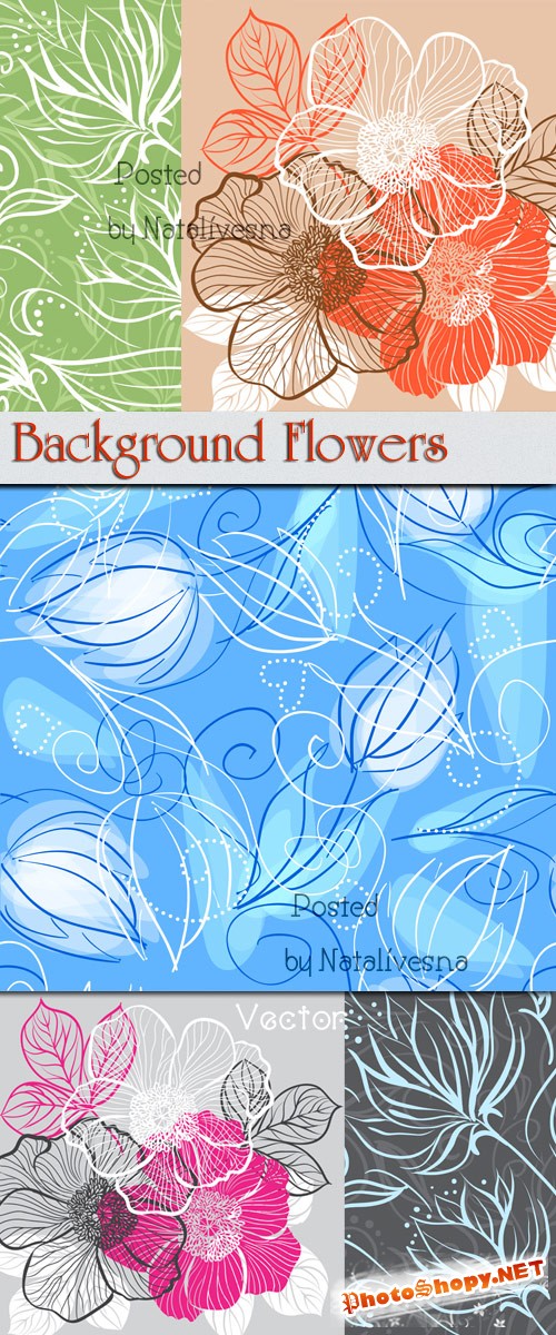 Цветочные фоны в Векторе / Flower backgrounds in Vector