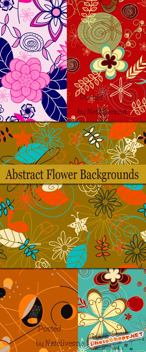 Абстрактные цветочные фоны в Векторе / Vector - Abstract flower backgrounds