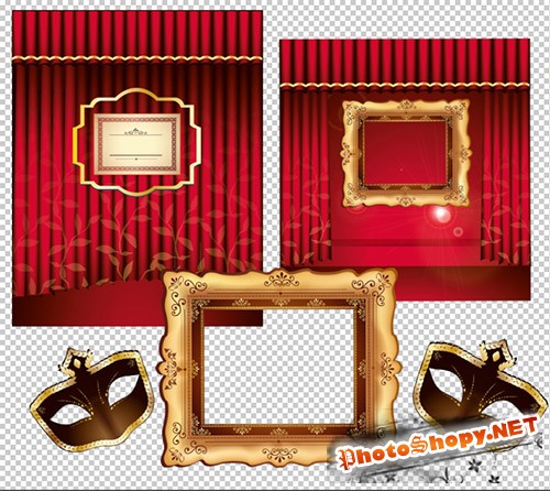 Клипарт - Занавес сцен красивая рамка с узорами на прозрачном фоне