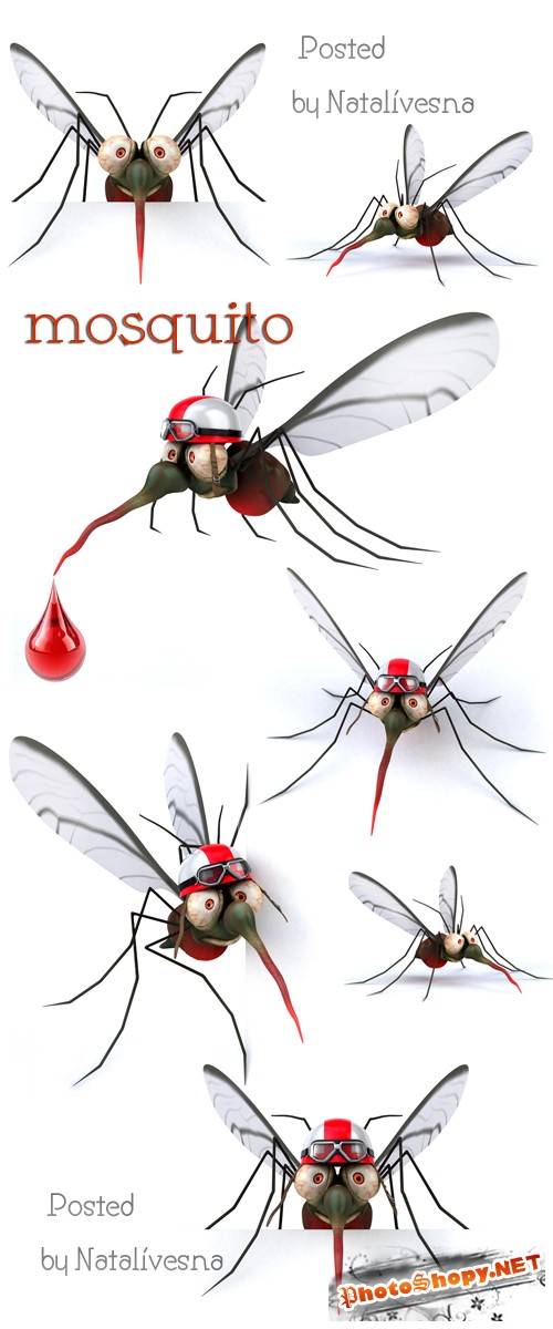 3D Комарики на белом фоне / 3D Mosquito - Stock photo