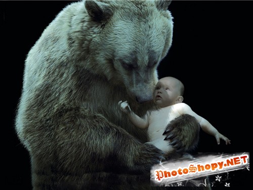 Шаблон для фото - Малыш и медведь
