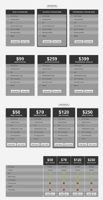 Pricing Tables PSD