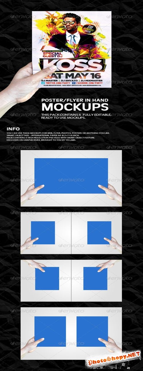 PSD - GraphicRiver Flyer Poster In Hand Mockups