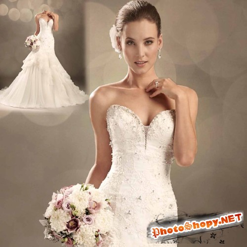 Шаблон для photoshop - Привлекательная невеста в свадебном платье