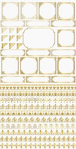 Рамки вырезы золотые уголки узорные бордюры PSD прозрачный фон