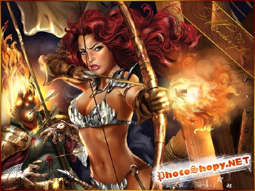 Женский шаблон для фотошопа - Огненные стрелы