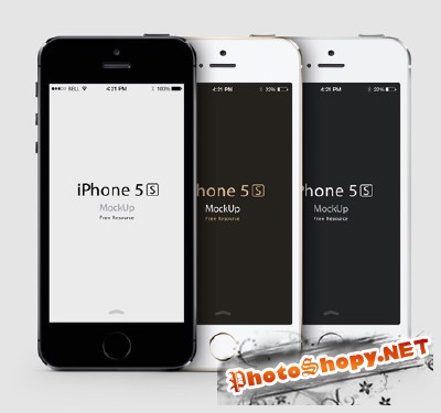 iPhone 5S 3 Colors Mock-up PSD