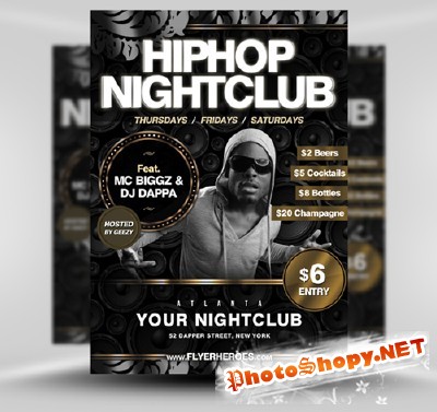Hip Hop Night Сlub Flyer Template PSD