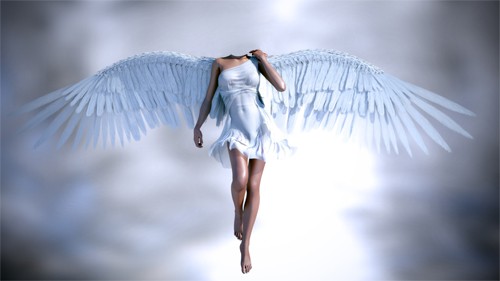 Шаблон для фотомонтажа - Девушка ангел в полете