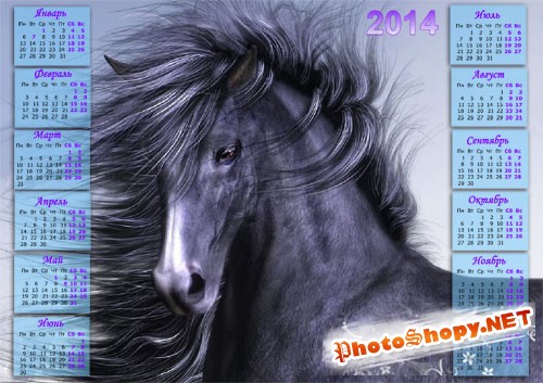 Календарь 2014 - Восхитительная лошадка с гривой