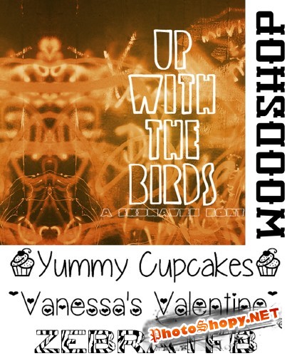 Fonts Up with the Birds, zebra,Vanessas Valentine