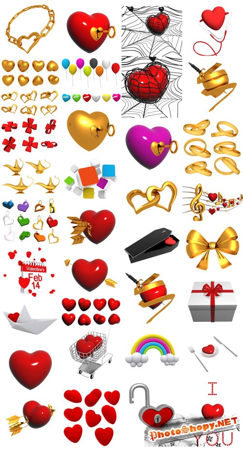 PSD Valentines Clipart Pack