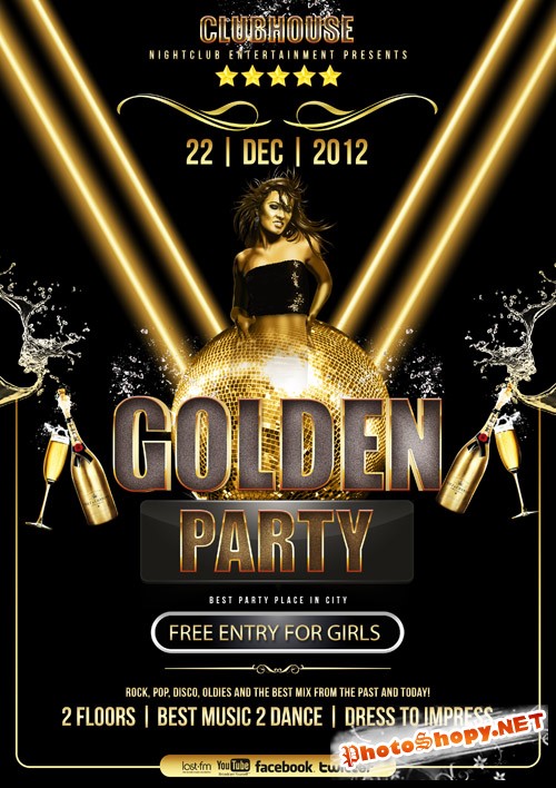 Golden Party Flyer Template