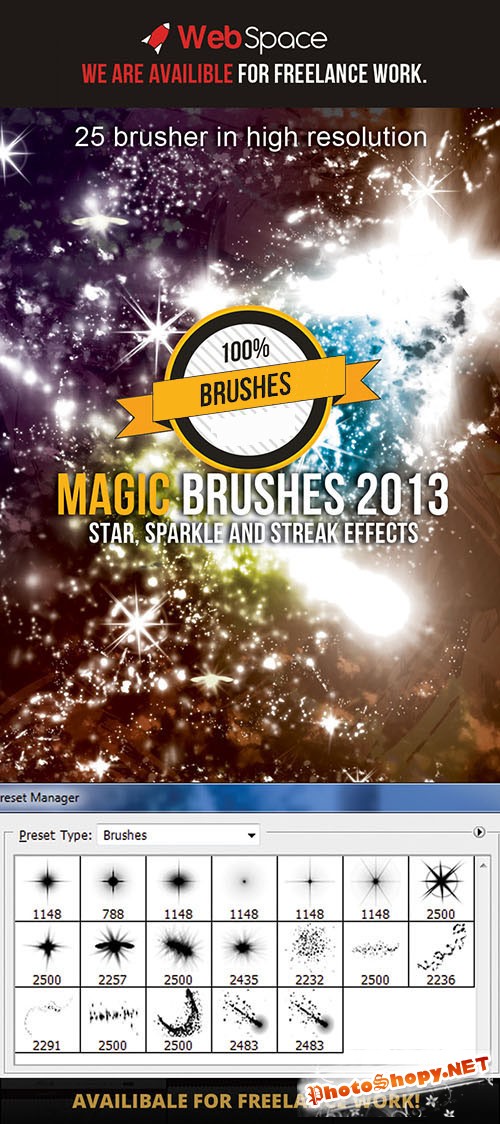 Magic Sparkle and Streak Effects Photoshop Brushes