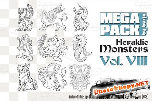 Heraldic Vector Monsters Illustrations REUPLOAD