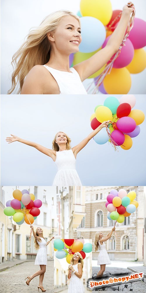 Милая девушка с воздушными шарами
