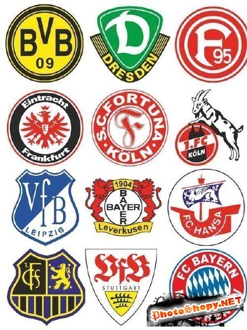 Логотипы и эмблемы футбольных команд Германии (вектор)