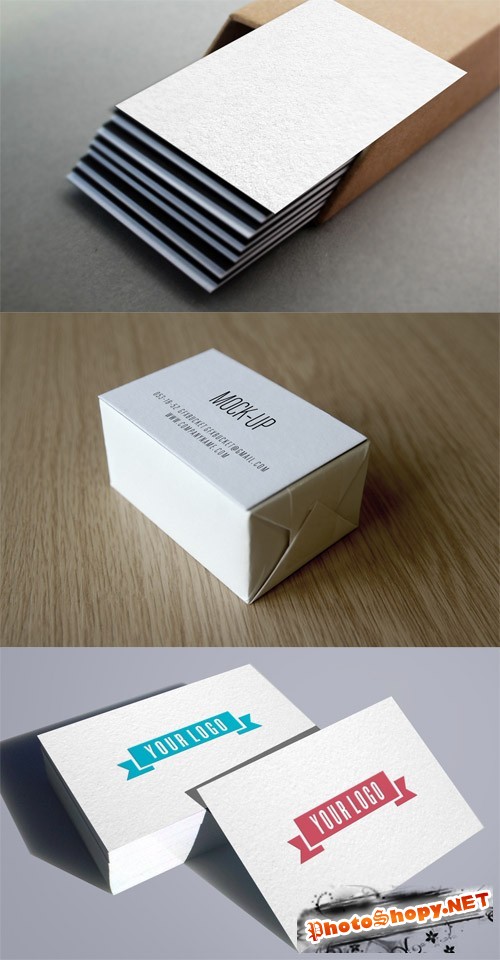 3 Realistic Business Card Mock-Up Templates PSD