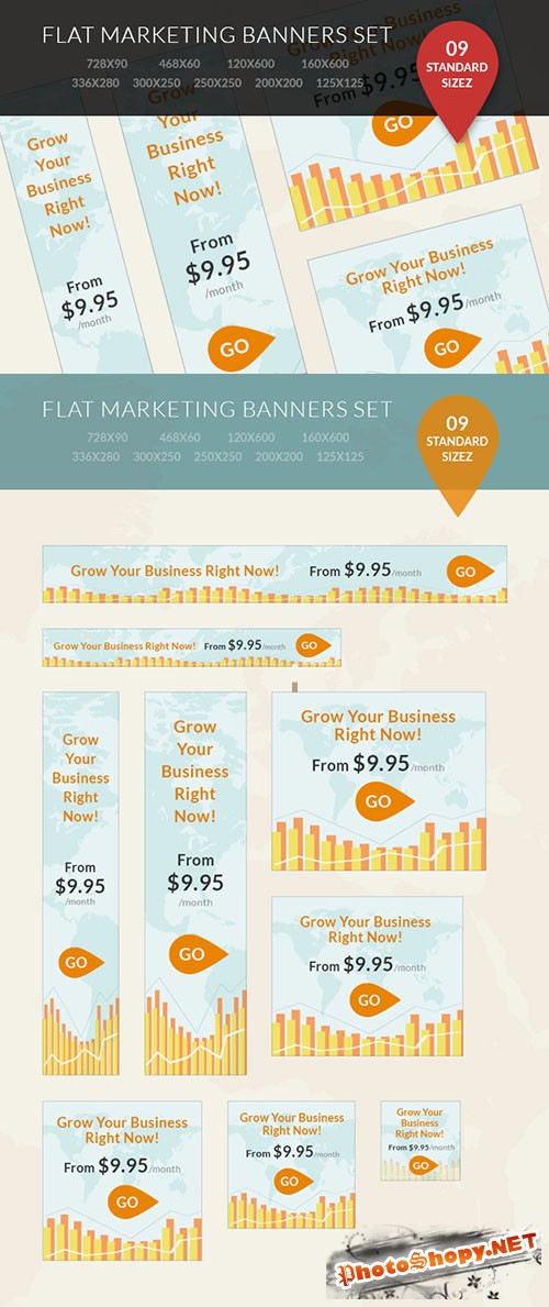 Designtnt - Flat Marketing Banner Set