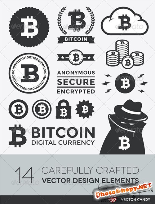 GraphicRiver - Vector Bitcoin Design Elements and Labels 4559522