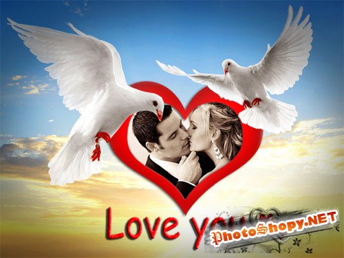  Рамочка для Photoshop - Влюблённые голуби 