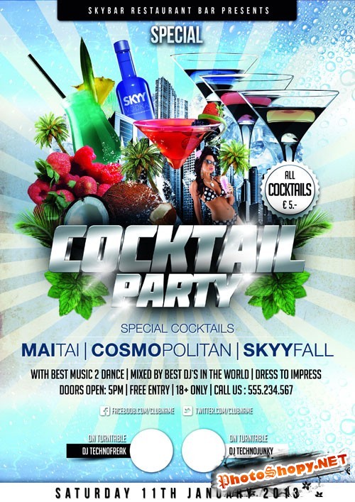 Coctail Party Flyer Template PSD