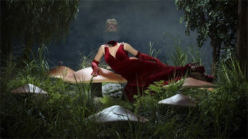 Шаблон для фотошопа - В сказочном мире в красном вечернем платье