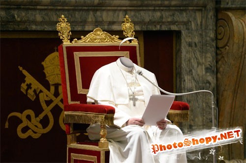 Шаблон psd - Римский папа на троне дает наставления
