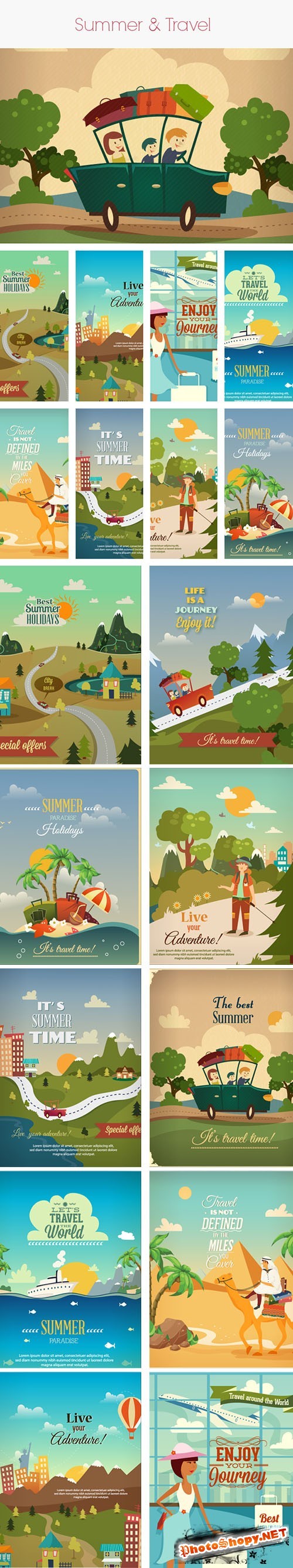 Summer and Travel Vector Stock Illustrations Pack
