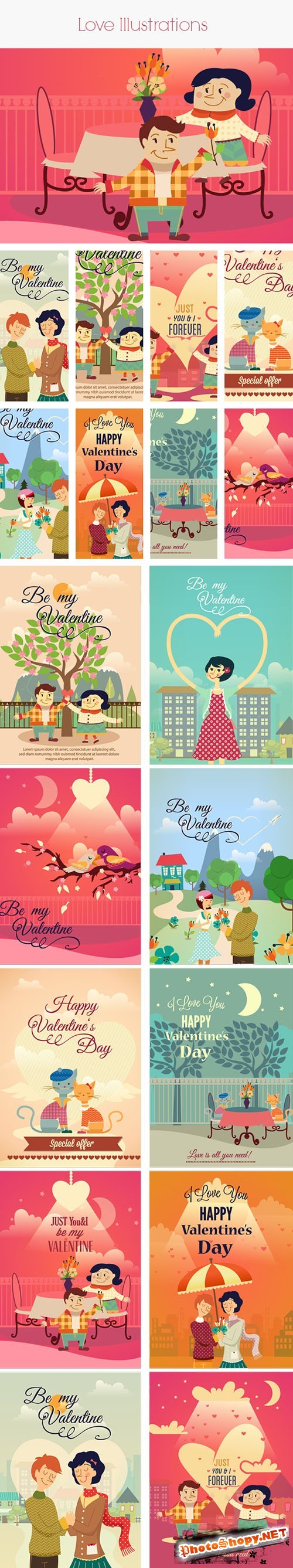 Love Valentine's Day 2014 Vector Illustrations Bundle