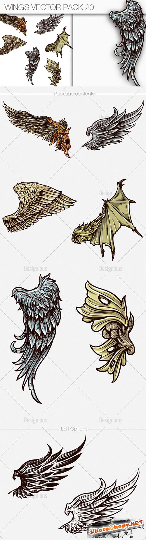 Wings Vector Illustrations Pack 20