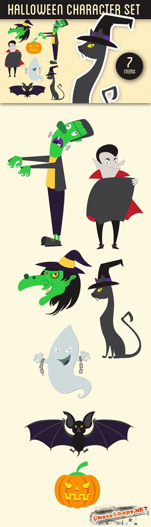 Halloween Characters Vector Illustrations Pack 1