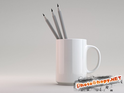 Mug with Pencils Mock up