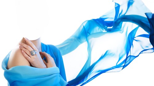 PSD шаблон для девушек - В нежно голубом платье