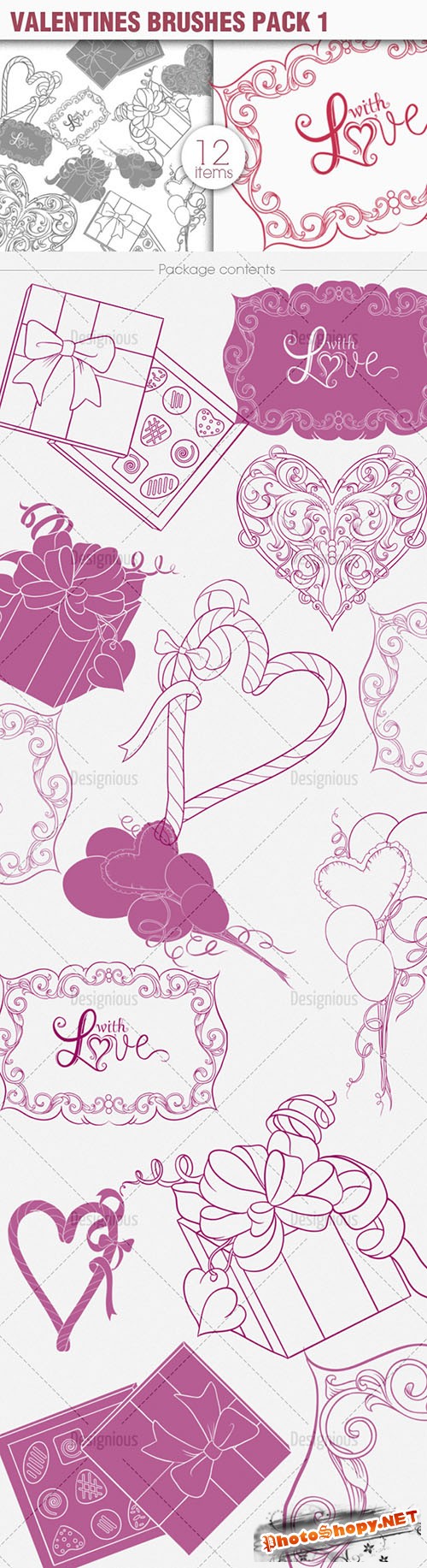 Valentines Day Photoshop Brushes Pack 1