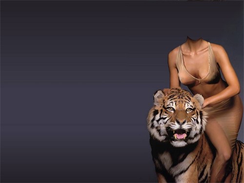 Шаблон для девушек - Девушка с тигром