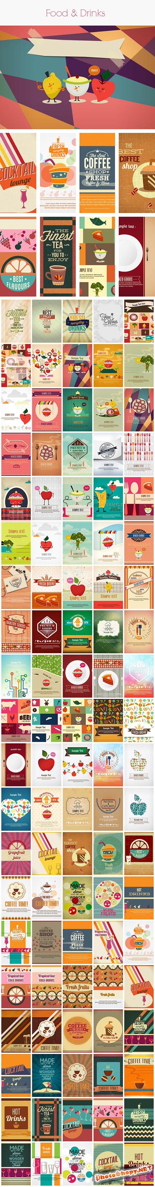 100 Food & Drinks Vector Illustrations Bundle