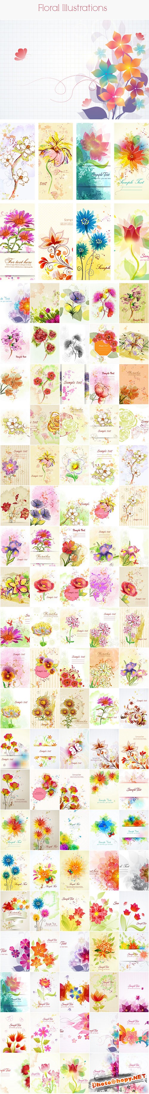100 Floral Vector Illustrations Bundle