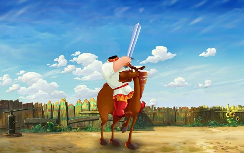 Шаблон для мальчиков - Богатырь с мечом на лошади