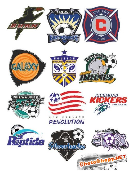 Логотипы и эмблемы футбольных команд США (вектор)