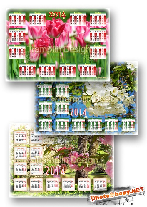 Три весенних календаря с цветами - Распускаются бутоны