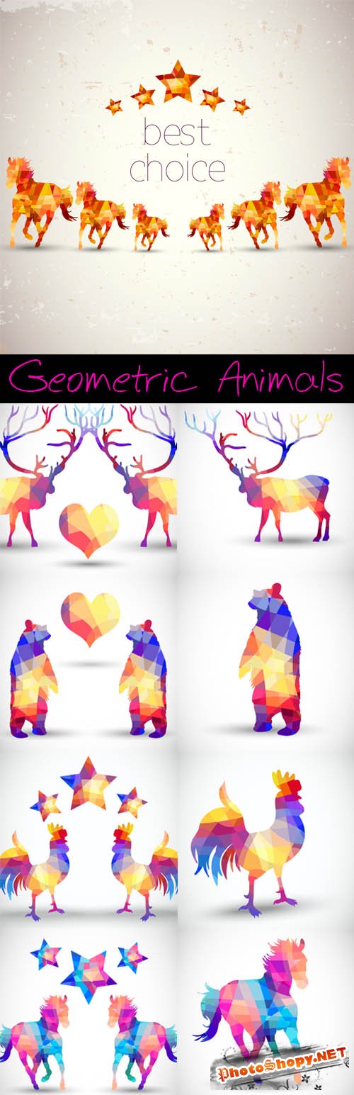 Silhouettes of Animals Absract Geometric Vector Patterns