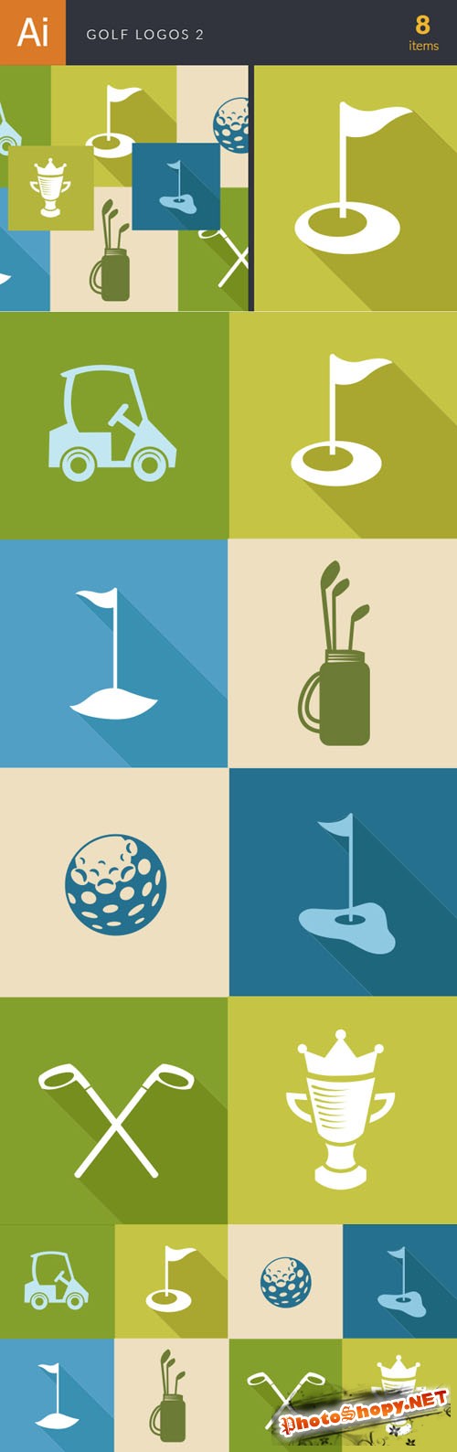 Golf Logos Vector Illustrations Pack 2