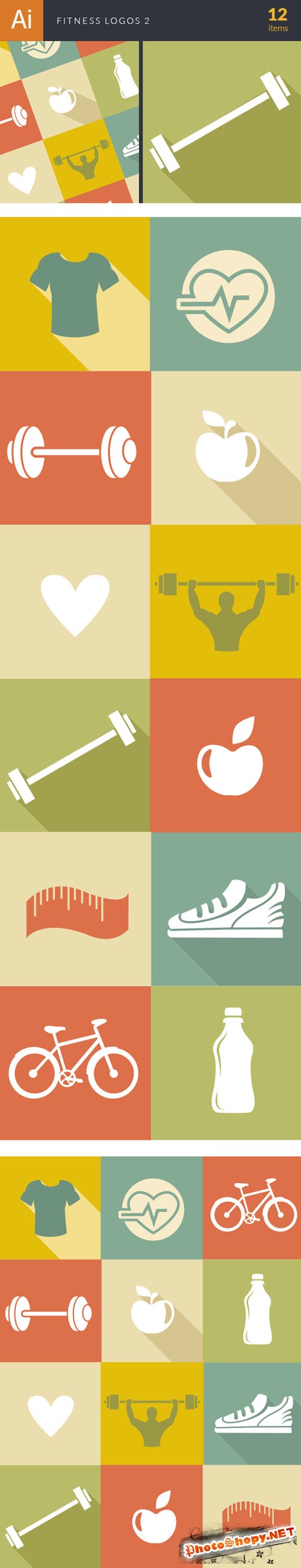 Fitness Logos Vector Illustrations Pack 2