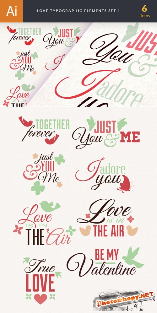 Love Typography Vector Elements Set 1