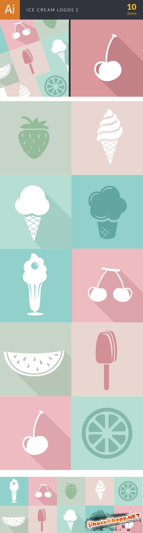 Ice Cream Logos Vector Elements Set 2