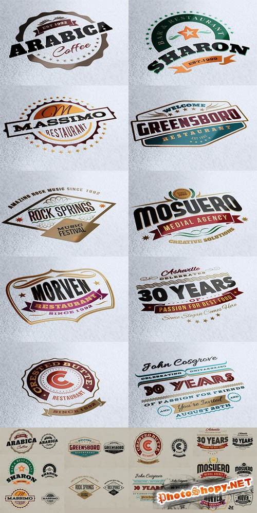 10 Retro Signs or Banners PSD