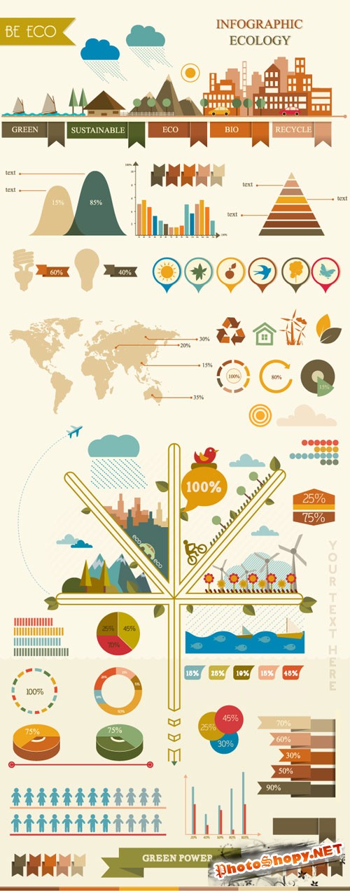 Infographic Ecology Vector Illustrations